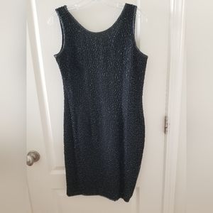 Black silk sleeveless beaded dress by JMD New York size PM